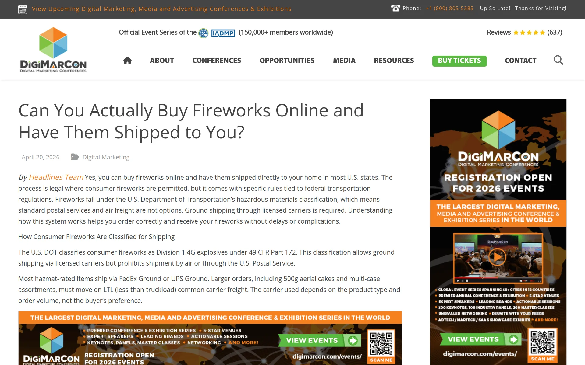 DigiMarCon homepage screenshot