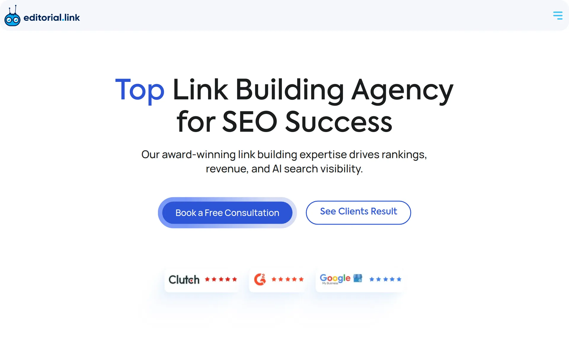 Editorial.Link homepage screenshot