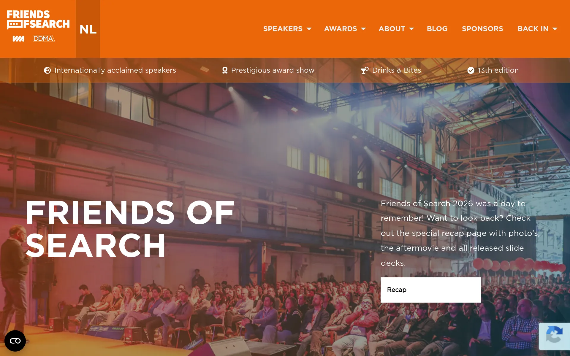 Friends of Search Fest homepage screenshot
