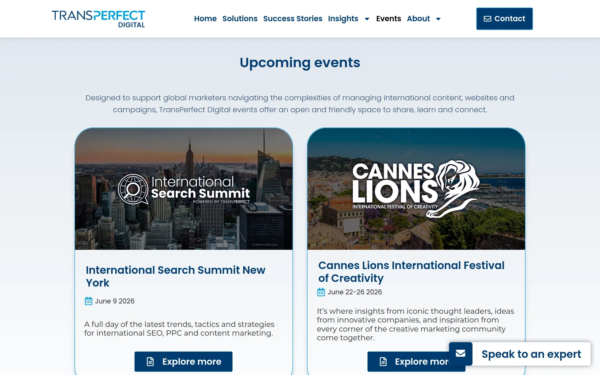 International Search Summit homepage screenshot