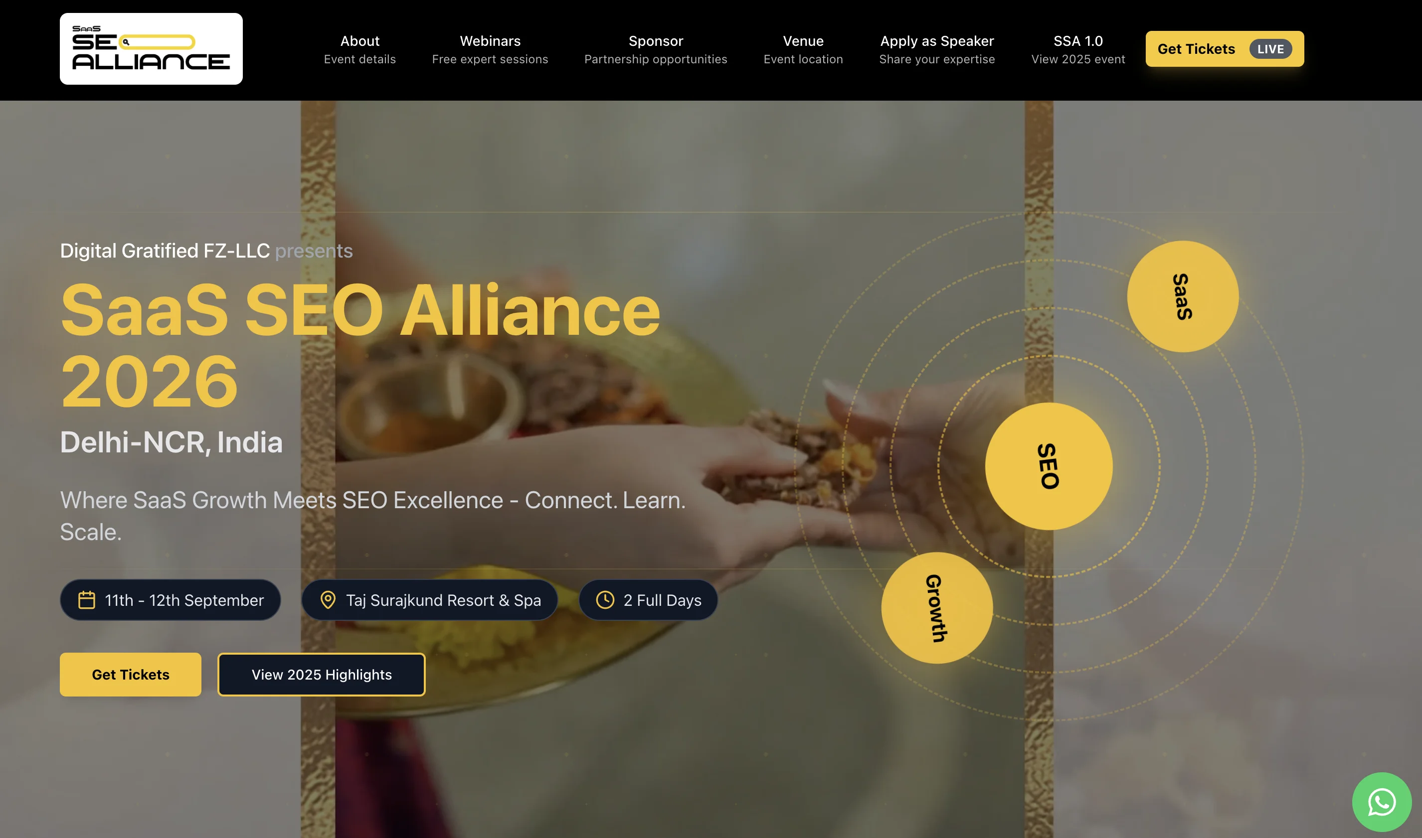 SaaS SEO Alliance 2026 conference homepage screenshot