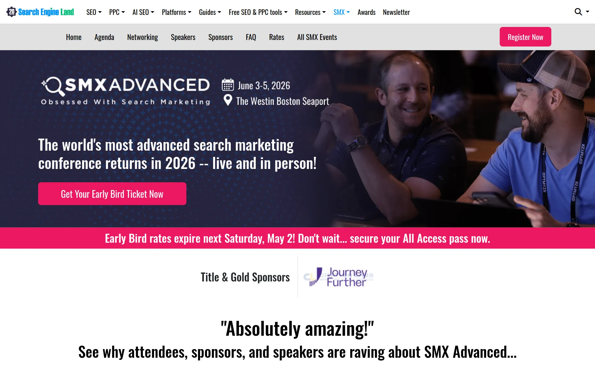 SMX Advanced conference homepage screenshot