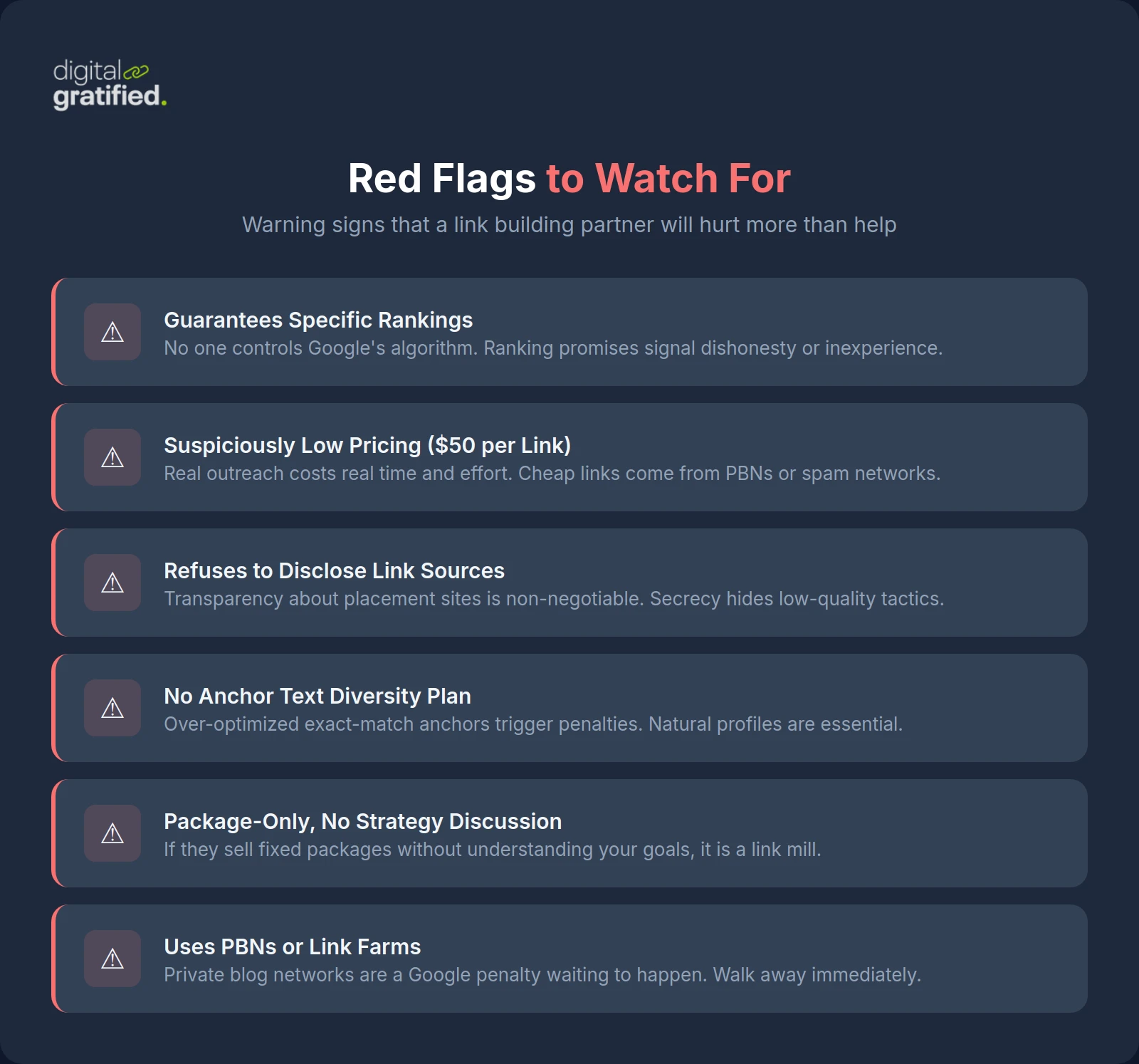 Red flags when outsourcing link building